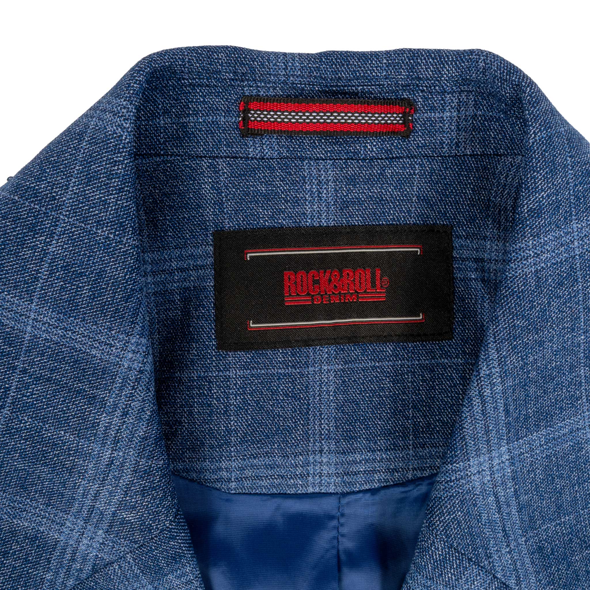 Rock & Roll Denim Men's Blue Plaid Sport Coat - Image 2