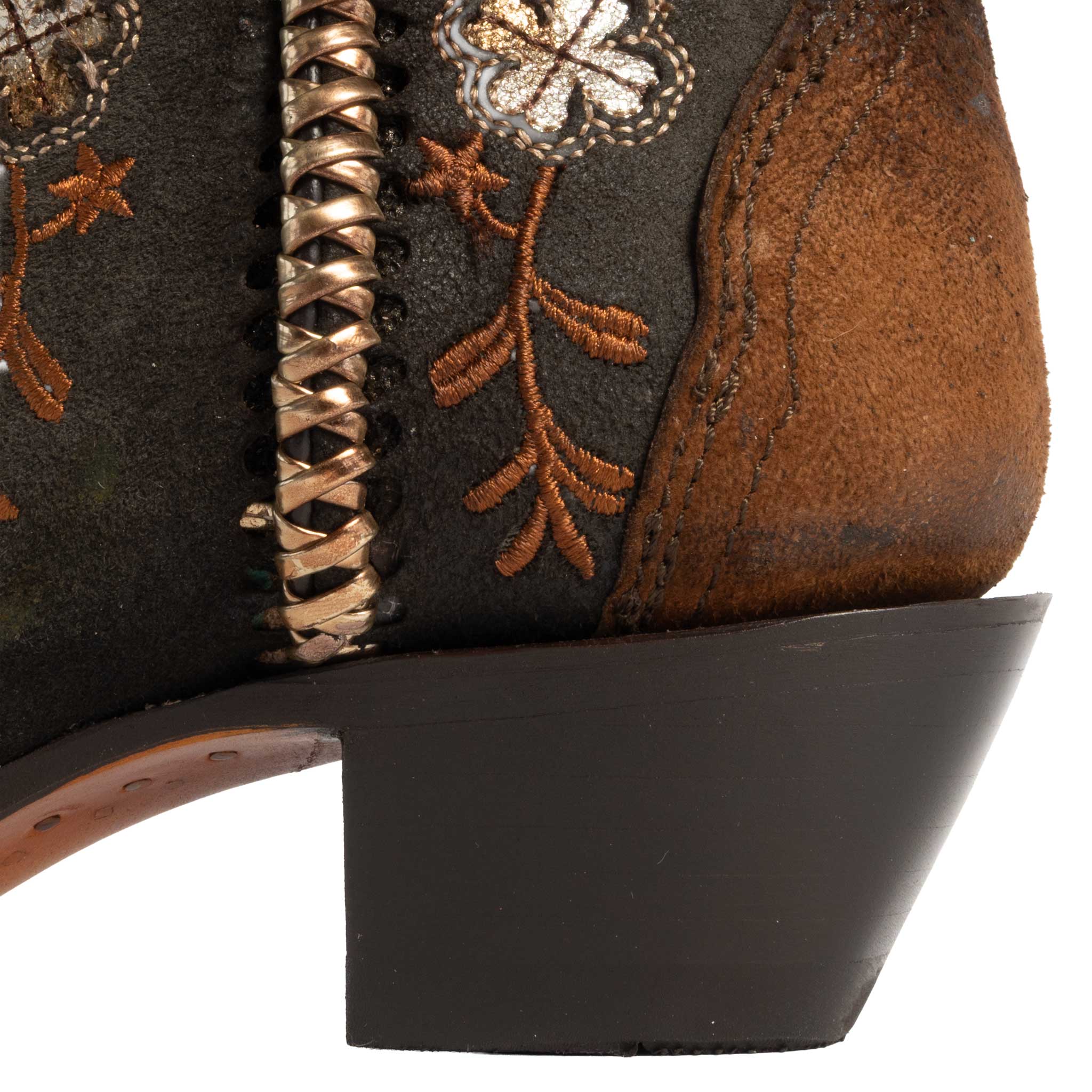 Corral Women's Snip Toe Floral Horseshoe Embroidery Lamb Western Boot - Image 5