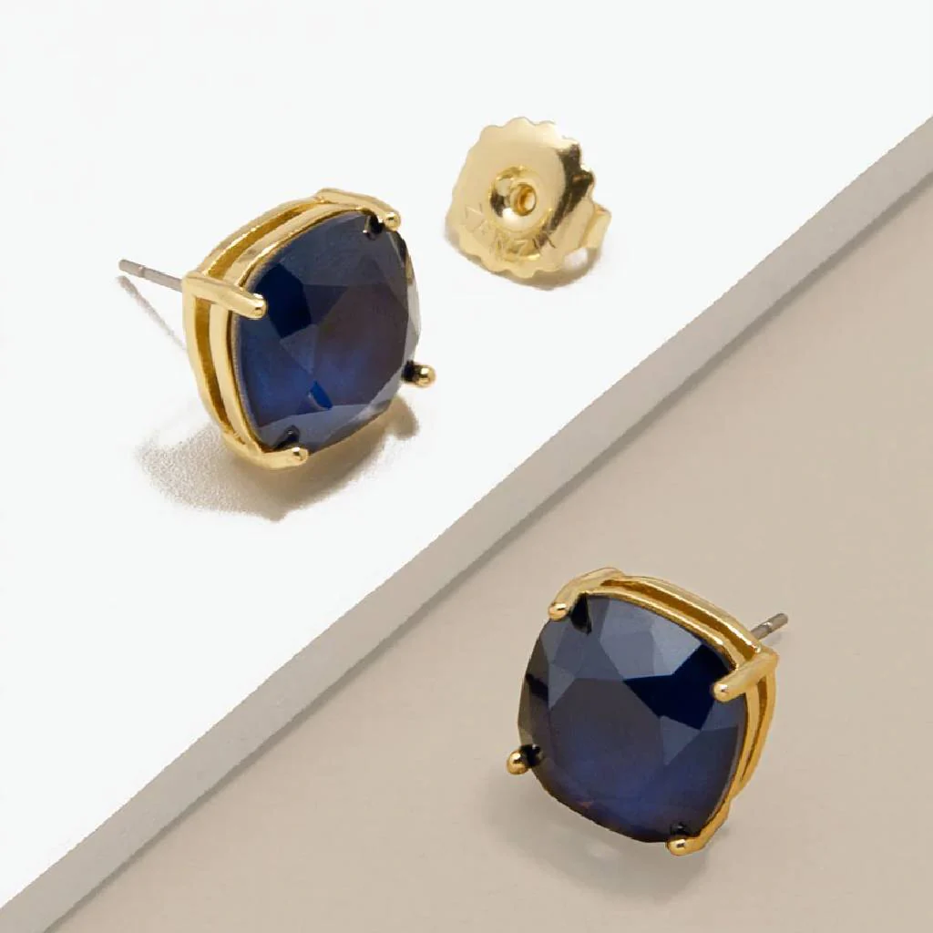 Navy Square Crystal Stud Earring - Image 2