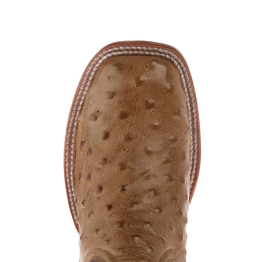 Tony Lama Women's Square Toe Cheyenne Tan Ostrich Vamp Western Boot - Image 2
