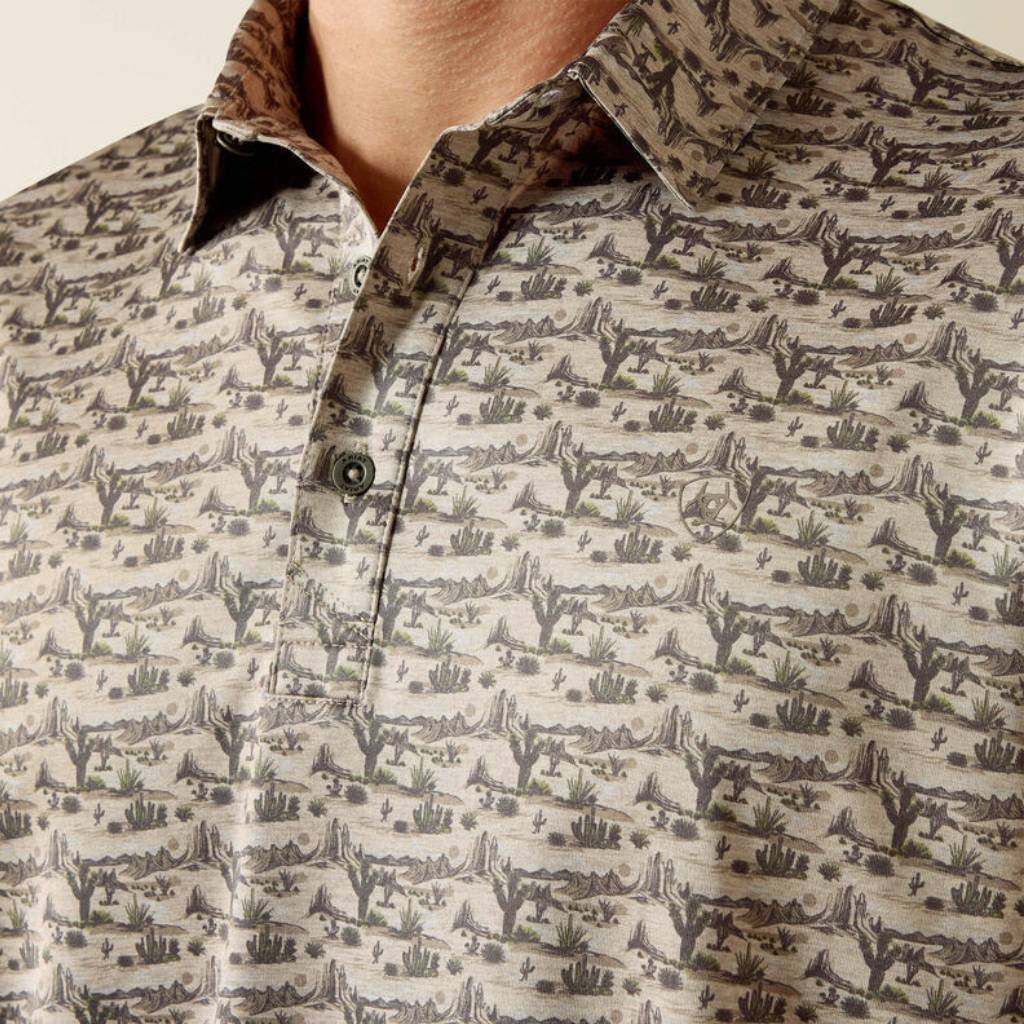 Ariat Men's All Over Print Heathered Fitted Polo Shirt - Image 2