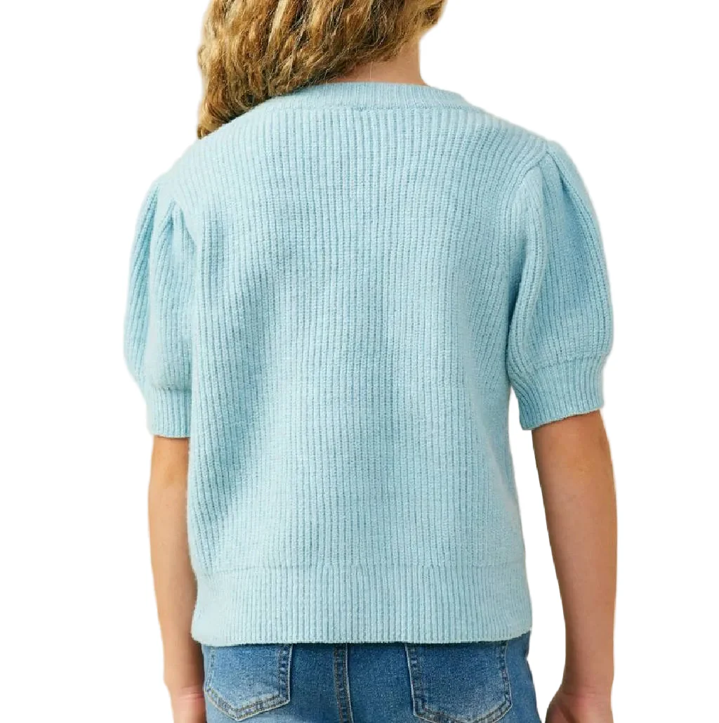 Girl's Blue Bow Sweater Top - Image 2