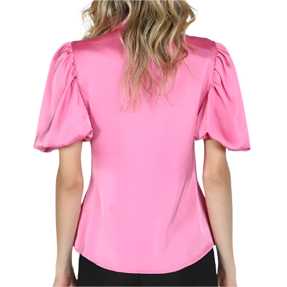 Center Ruffles Satin Blouse - FINAL SALE - Image 2