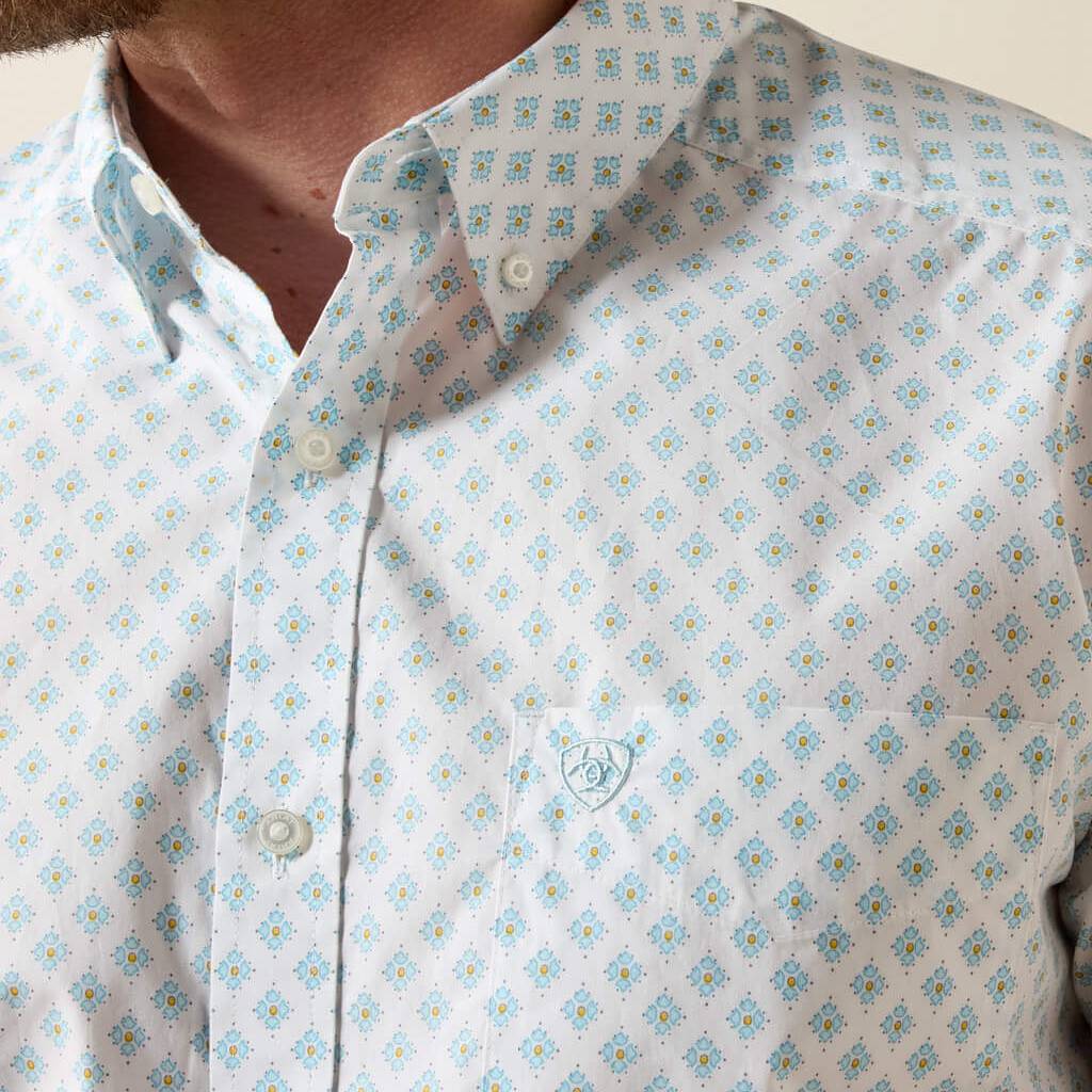 Ariat Men's Packert Classic Fit White Medallion Button Down Shirt - Image 2