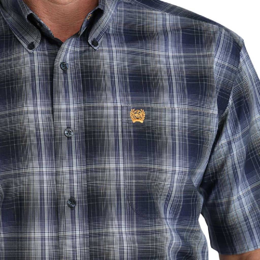 Cinch Men's Plaid Navy Button Down Shirt - Image 2