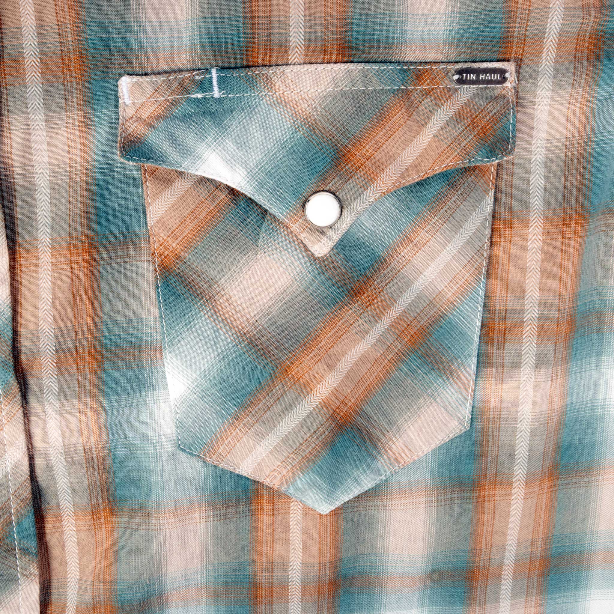 Tin Haul Men's 2840 Broken Chevron Dobby Plaid Pearl Snap Shirt - Image 2