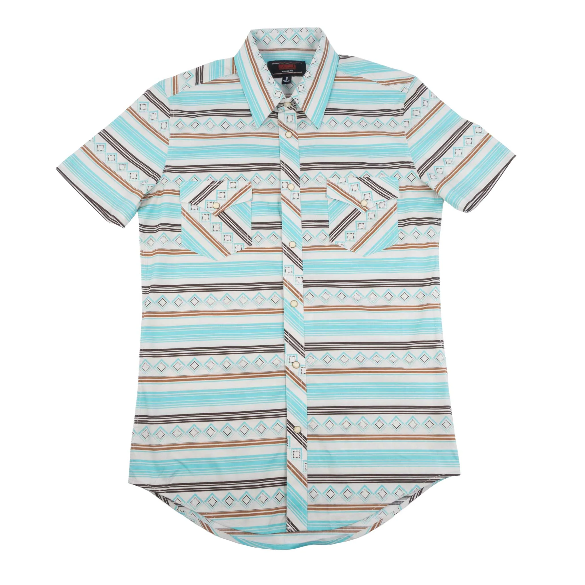 Rock & Roll Denim Men's Teal Striped Snap Shirt