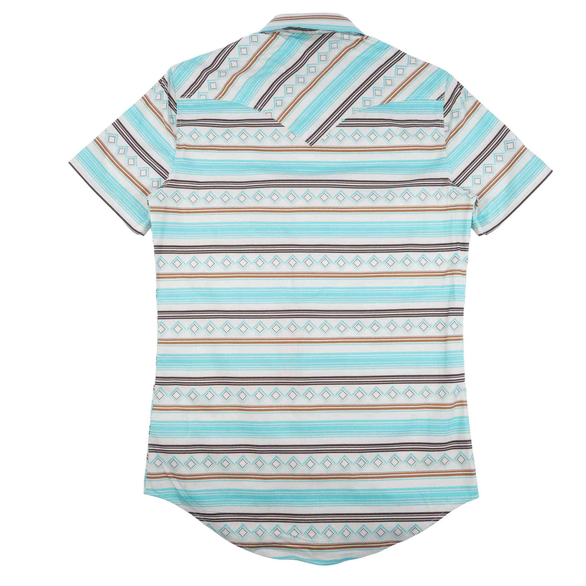 Rock & Roll Denim Men's Teal Striped Snap Shirt - Image 2