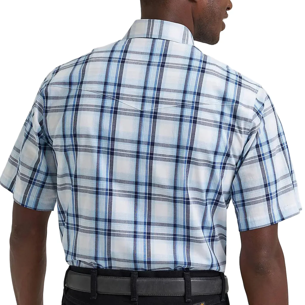 Wrangler Men's Western Blue Plaid Snap Shirt - Image 2