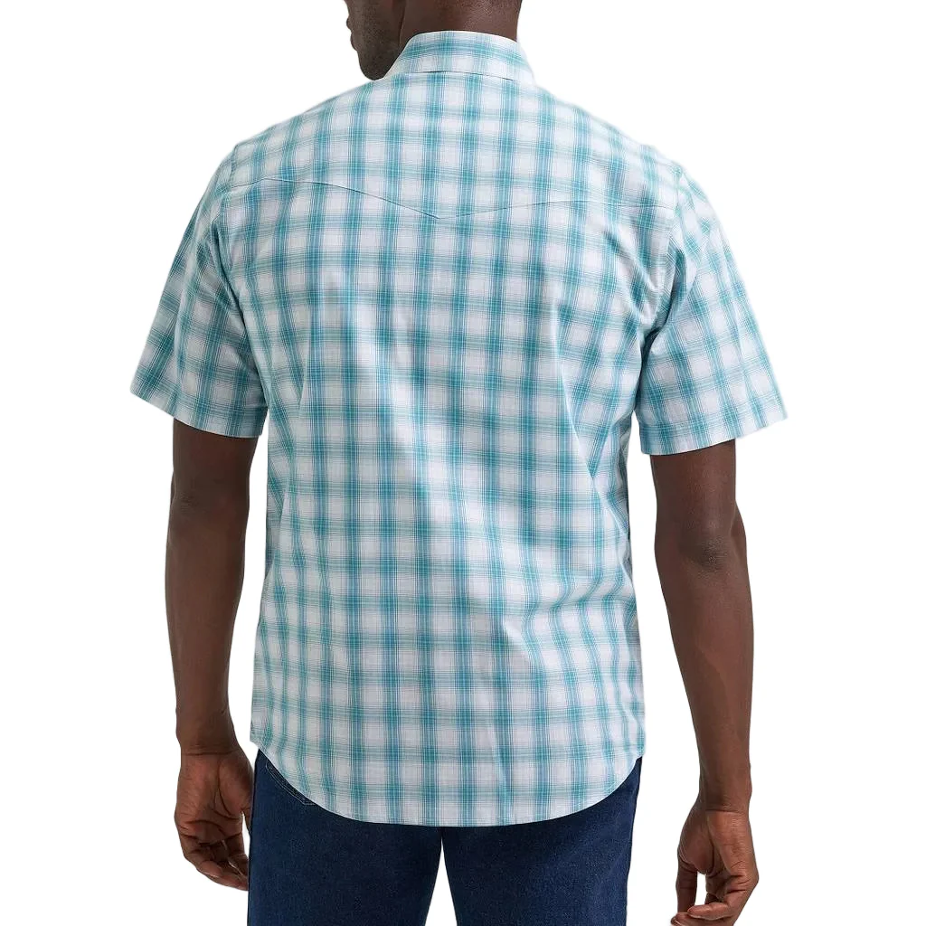 Wrangler Men's Western Turquoise Plaid Snap Shirt - Image 2