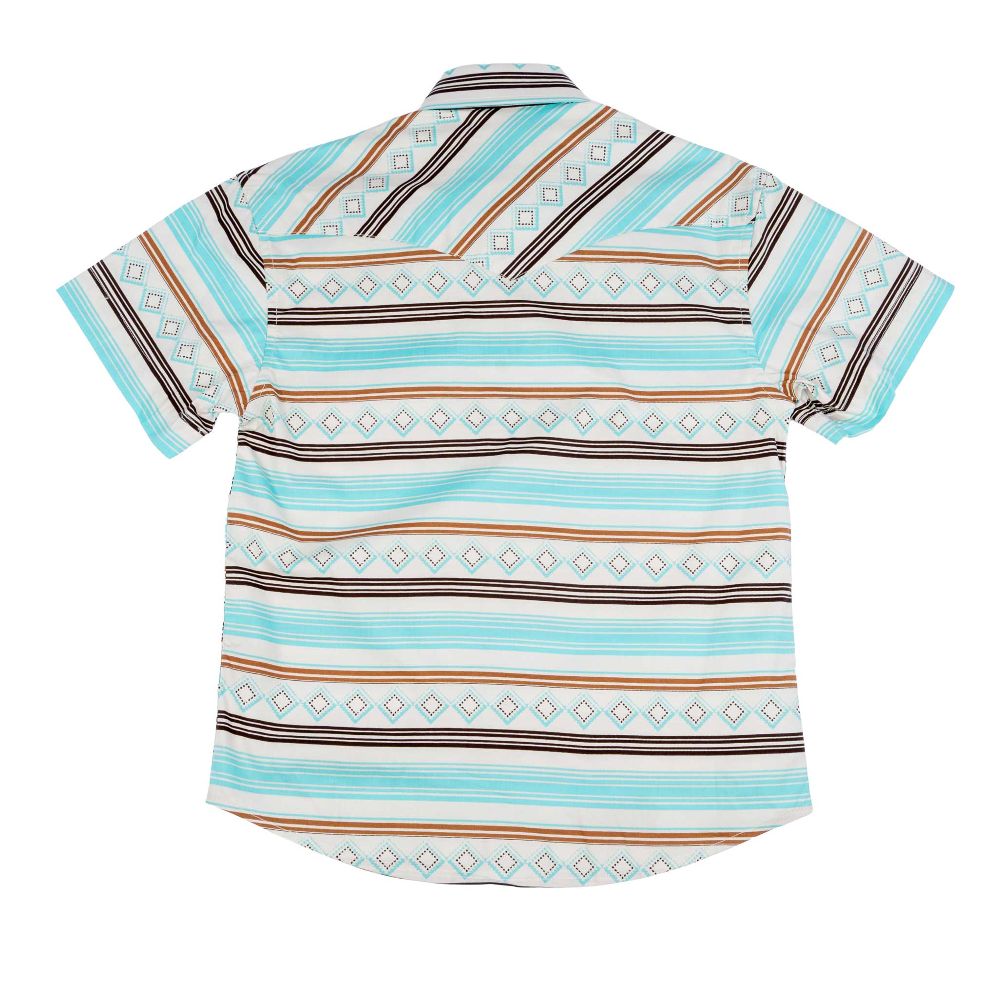 Rock & Roll Denim Boy's Teal Stripe Pearl Snap Shirt - Image 2