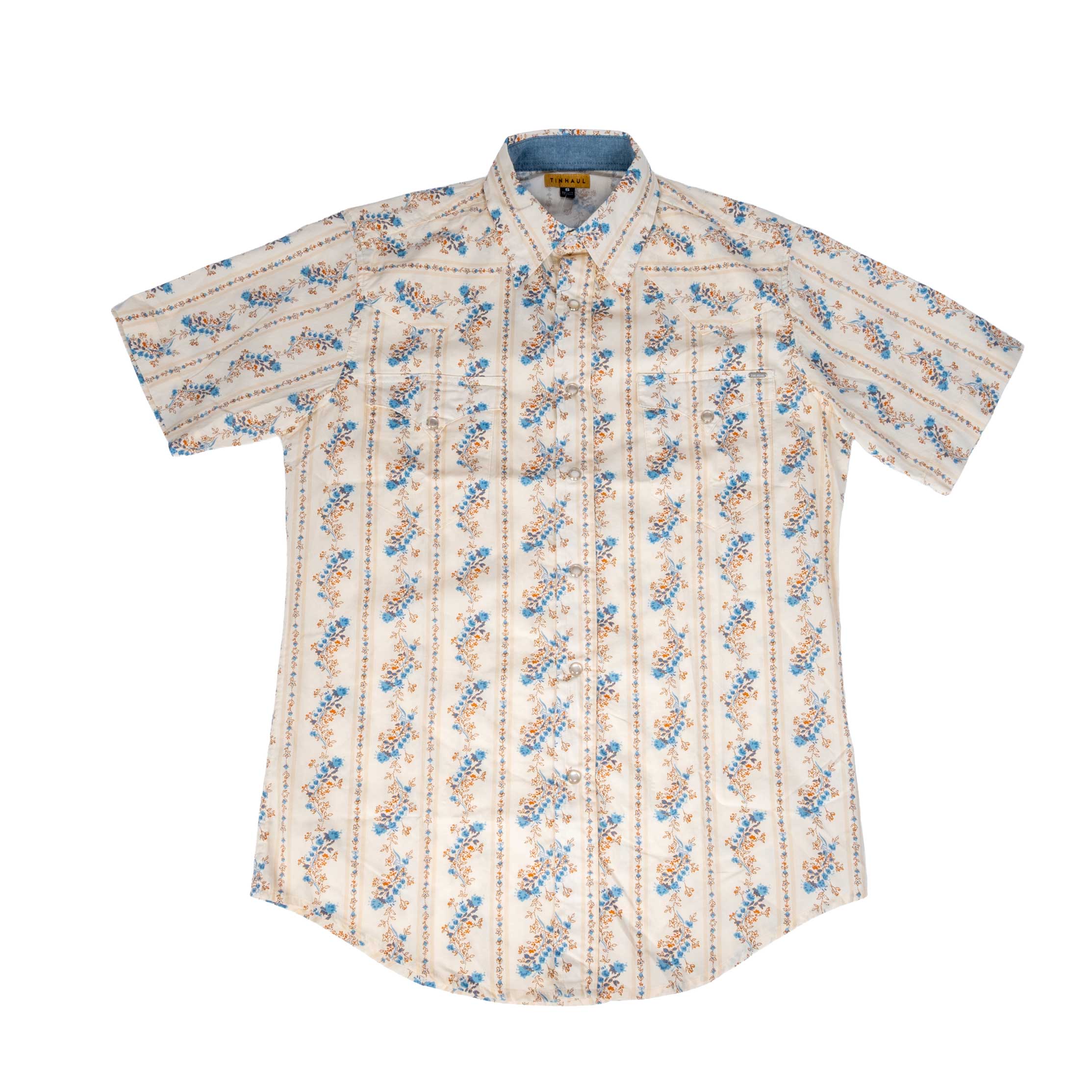 Stetson Men's Stripe Cream Floral Snap Shirt