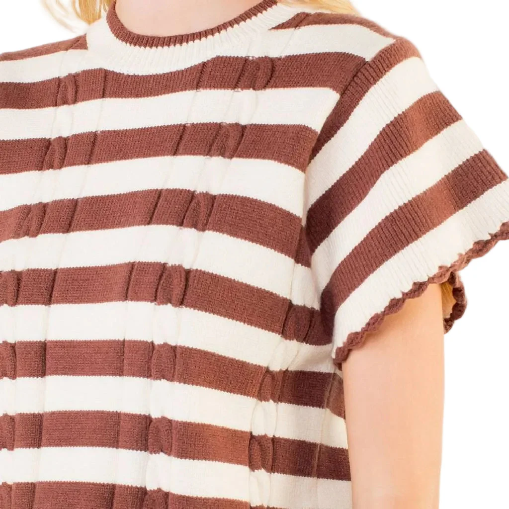Brown Striped Knit Top - Image 2