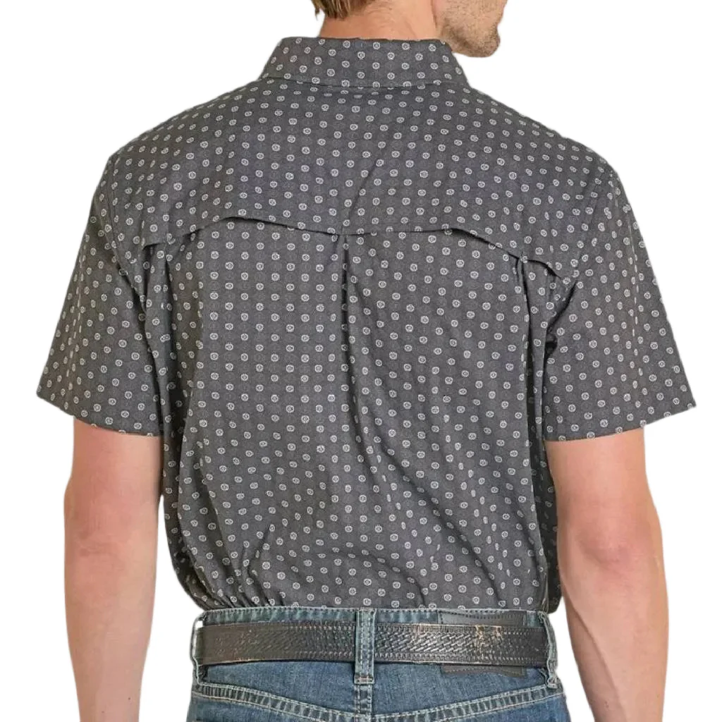 Rock & Roll Denim Men's Tek Mini Aztec Black Button Down Shirt - Image 2