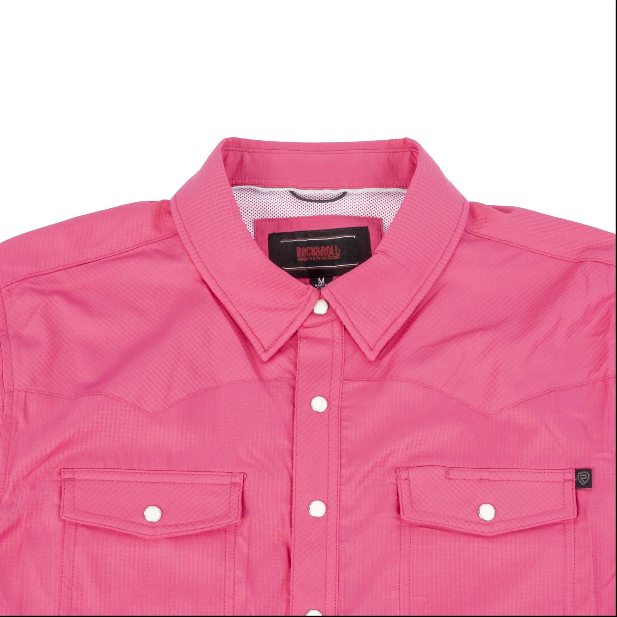 Rock & Roll Denim Men's Tek Ripstop Pearl Snap Shirt - Hot Pink - Image 3
