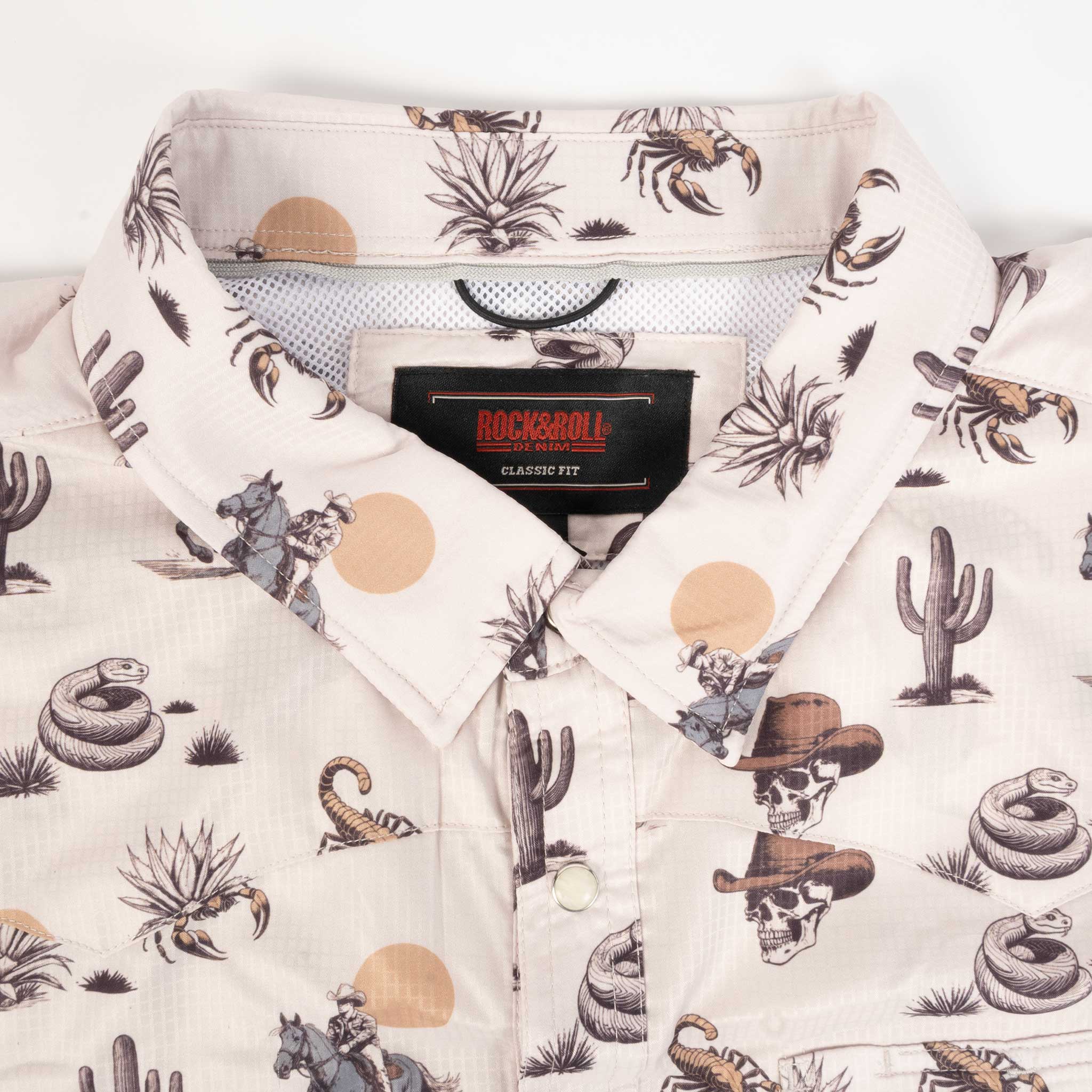 Rock & Roll Denim Men's Tek Western Desert Print Pearl Snap Shirt - Image 2