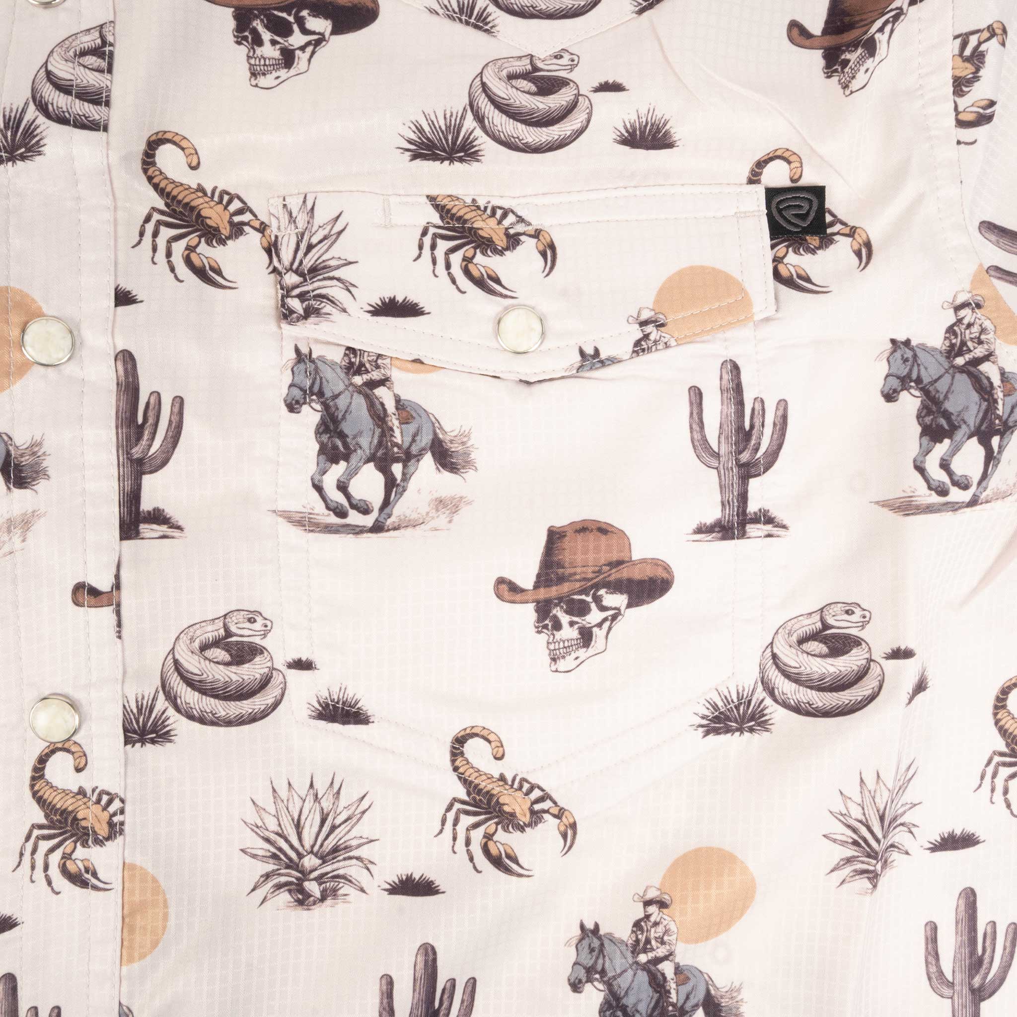 Rock & Roll Denim Men's Tek Western Desert Print Pearl Snap Shirt - Image 3