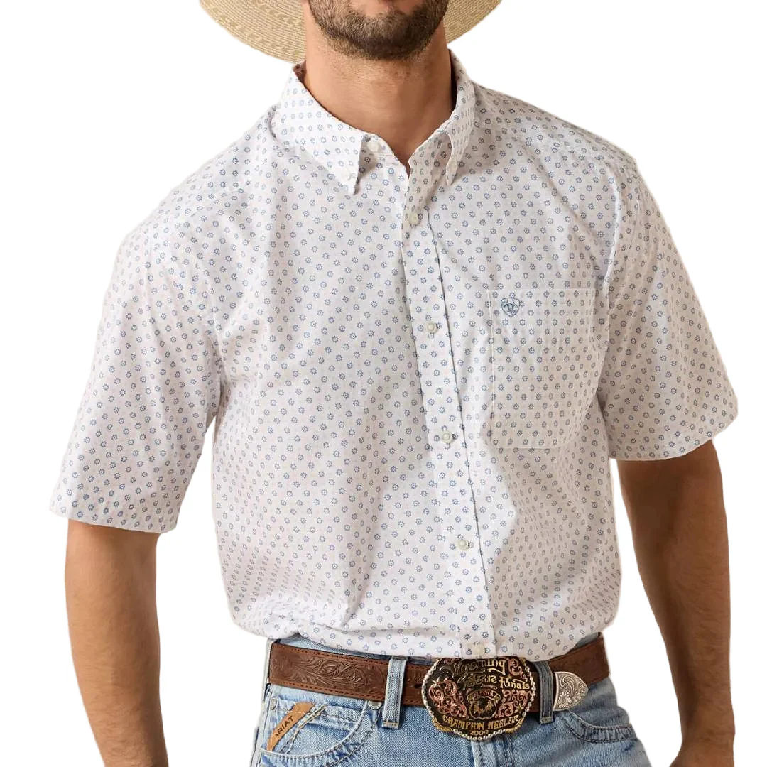 Ariat Men's Tenzin Classic Fit White Medallion Button Down Shirt