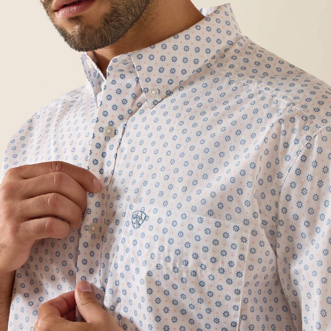 Ariat Men's Tenzin Classic Fit White Medallion Button Down Shirt - Image 3