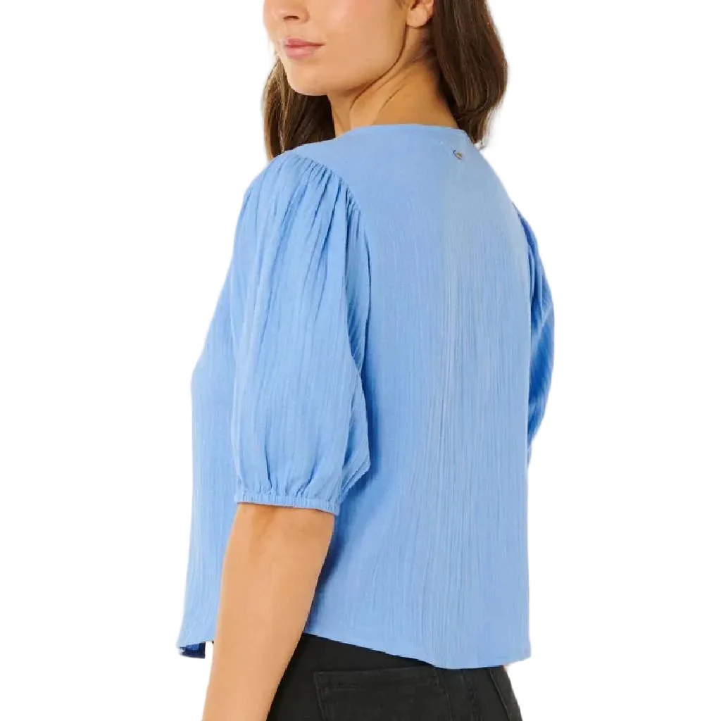 Rip Curl Women's Vibe Surf Tie Front Cornflower Blue Top - Image 2