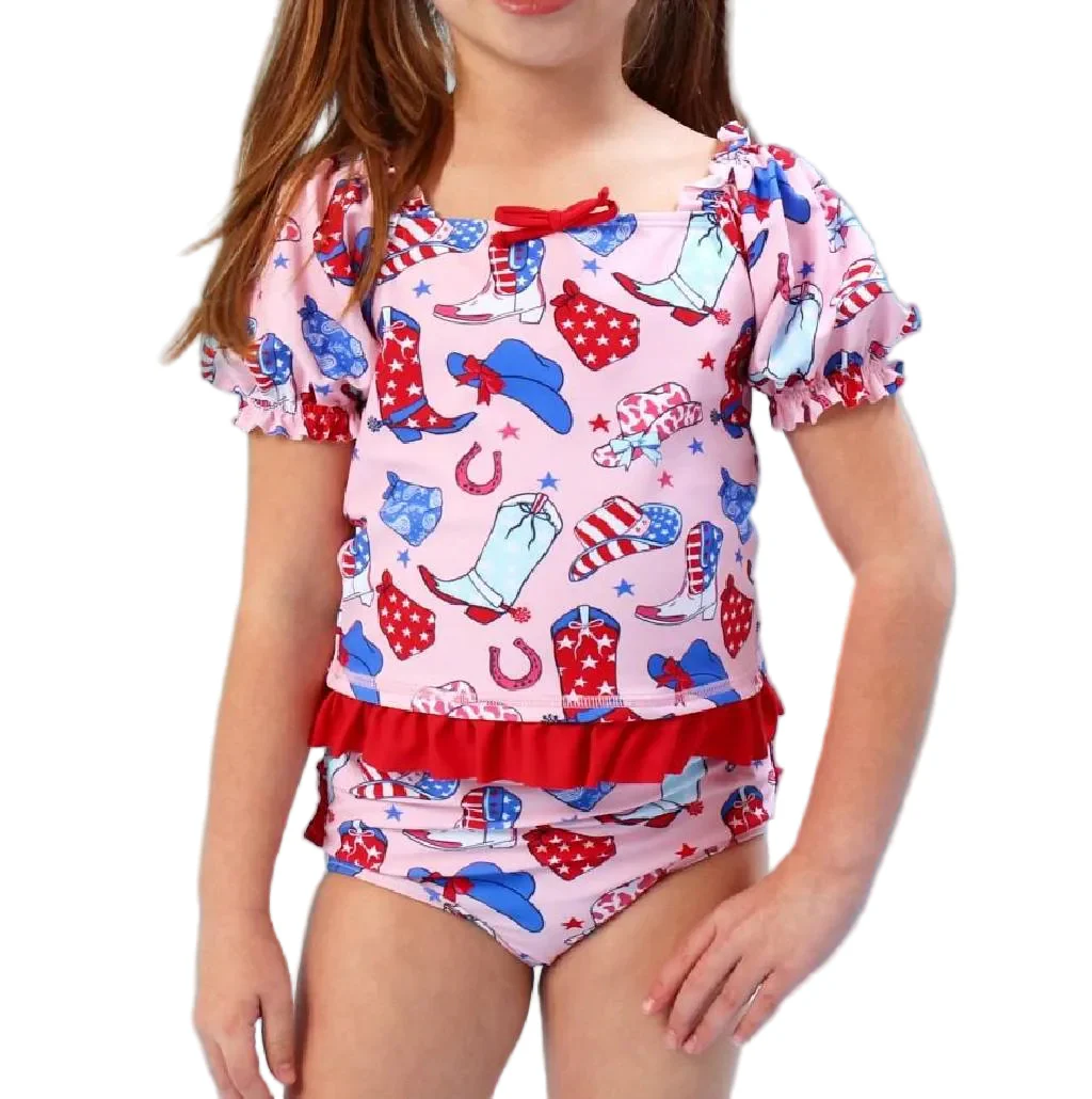 Ruffle Butts Pink Stars & Boots Ruffle Tankini