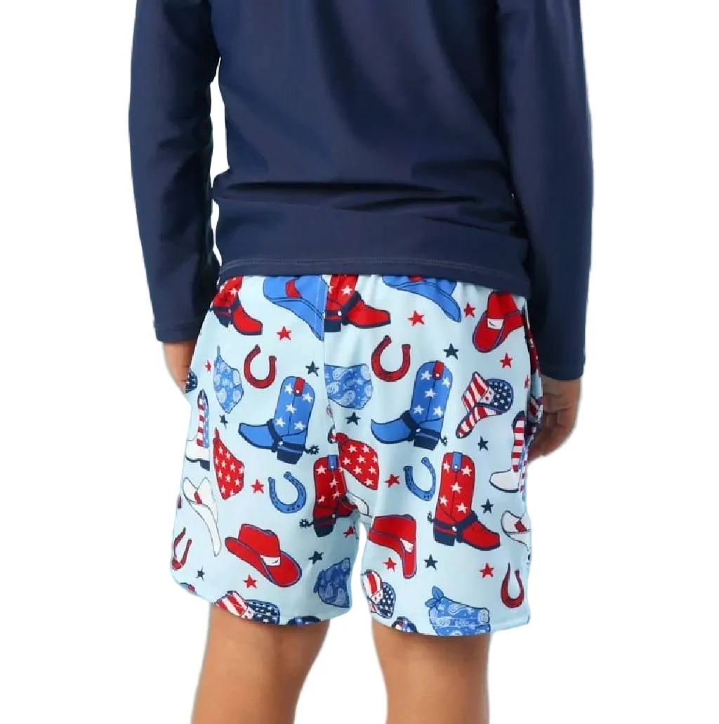 Rugged Butts Blue Stars & Boots Swim Trunks - Image 2