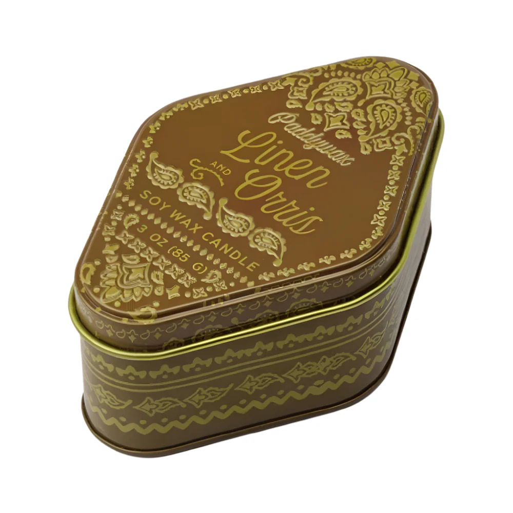 Paddywax Station Ochre Printed Bandana Tin - 3.5 oz Linen & Orris - FINAL SALE
