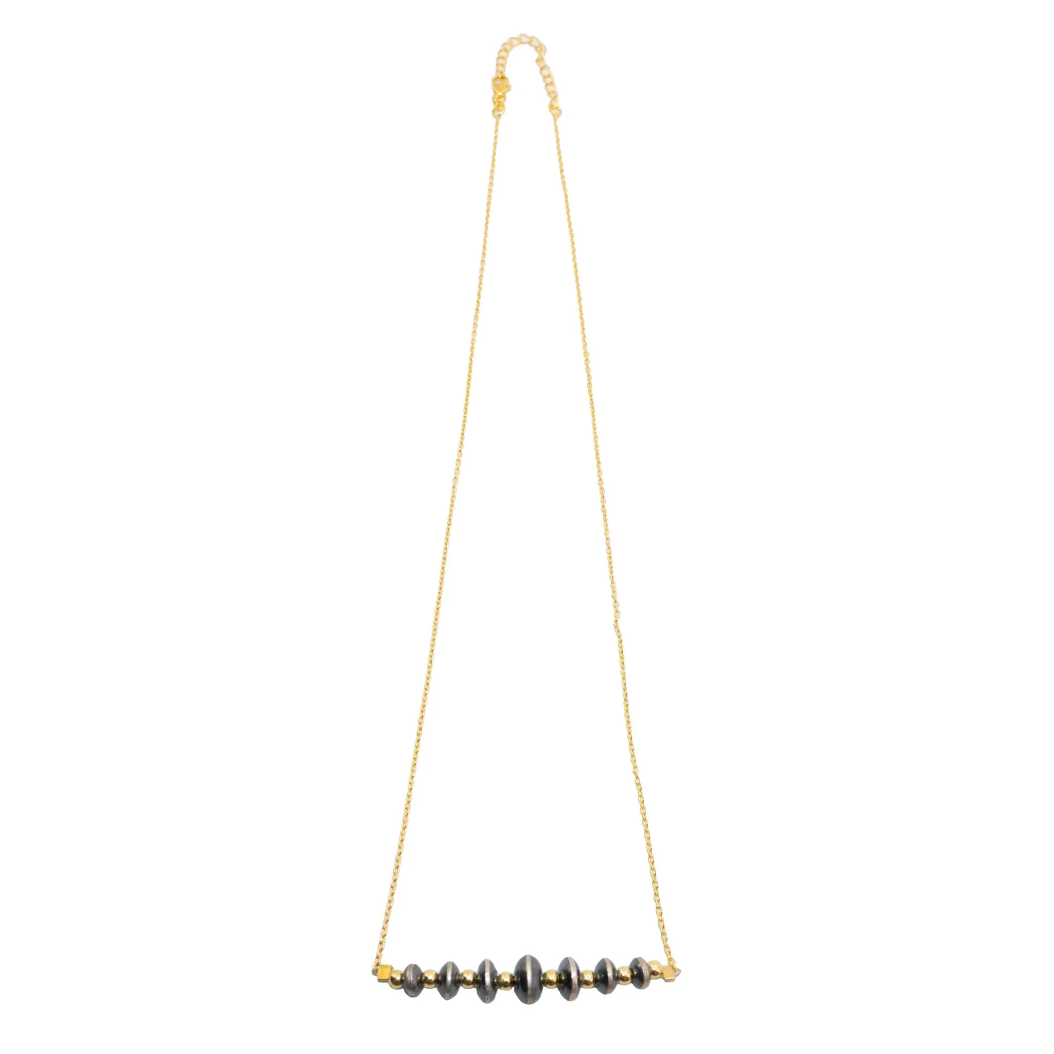Sterling and Gold Plated Graduated Bead Necklace - Image 2