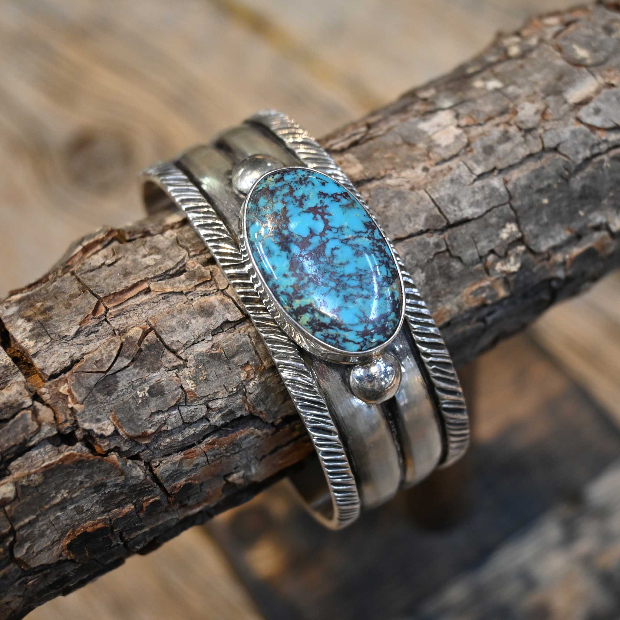 Sterling Silver Cuff w/Kingman Black Web Turquoise - Image 2