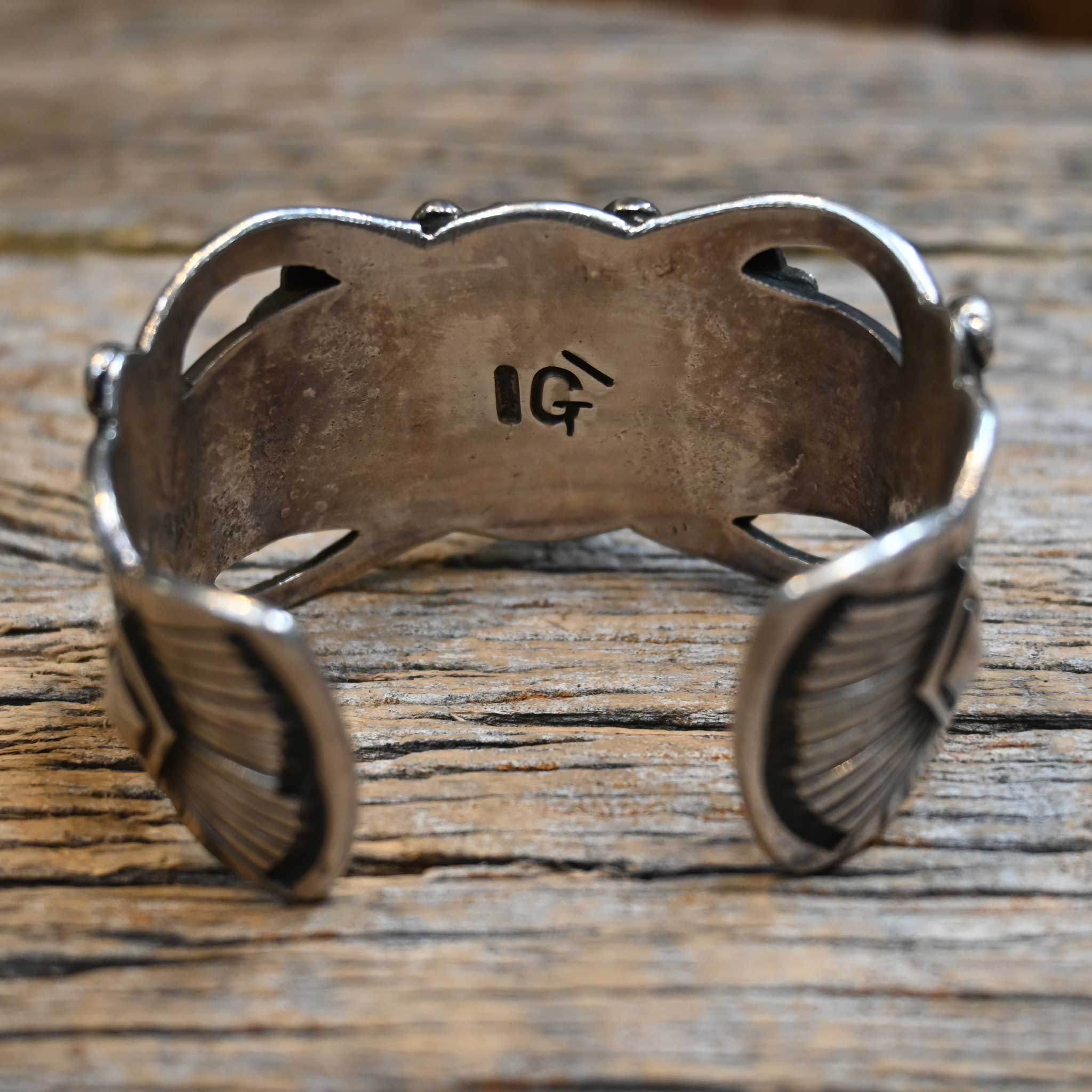 Vintage Bar G - Sterling Silver Cuff with nice oval Turquoise Stone - Image 3