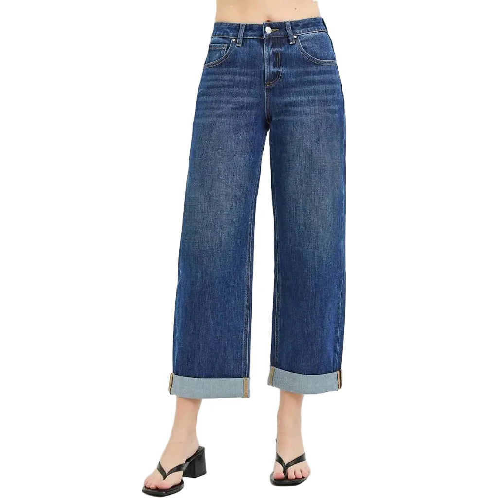 Risen Stretch Slouchy Crop Barrel Cuffed Jean