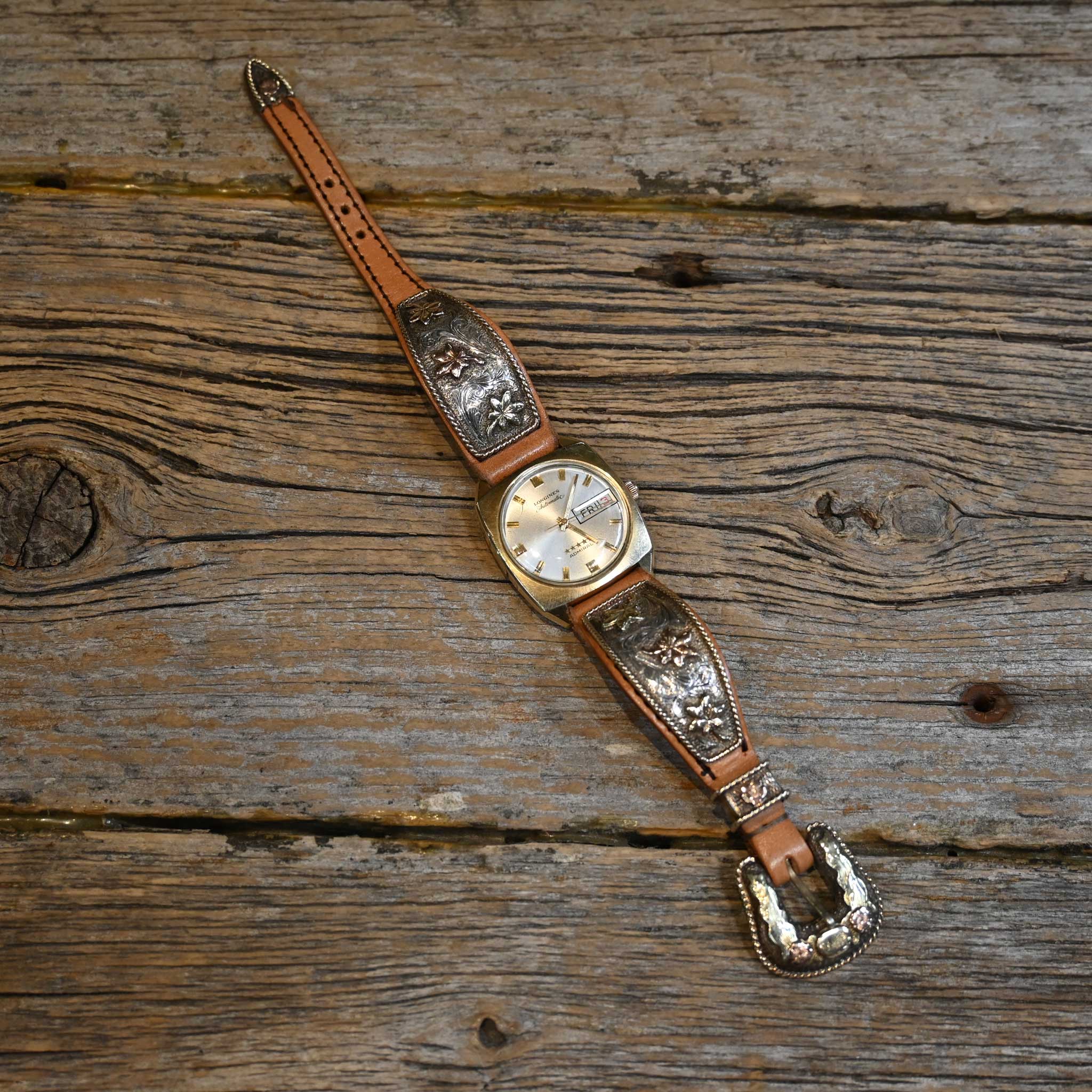 Stunning 1960's Longines Admiral Goldfill Watch w/Sunset Trails Buckle - Image 2