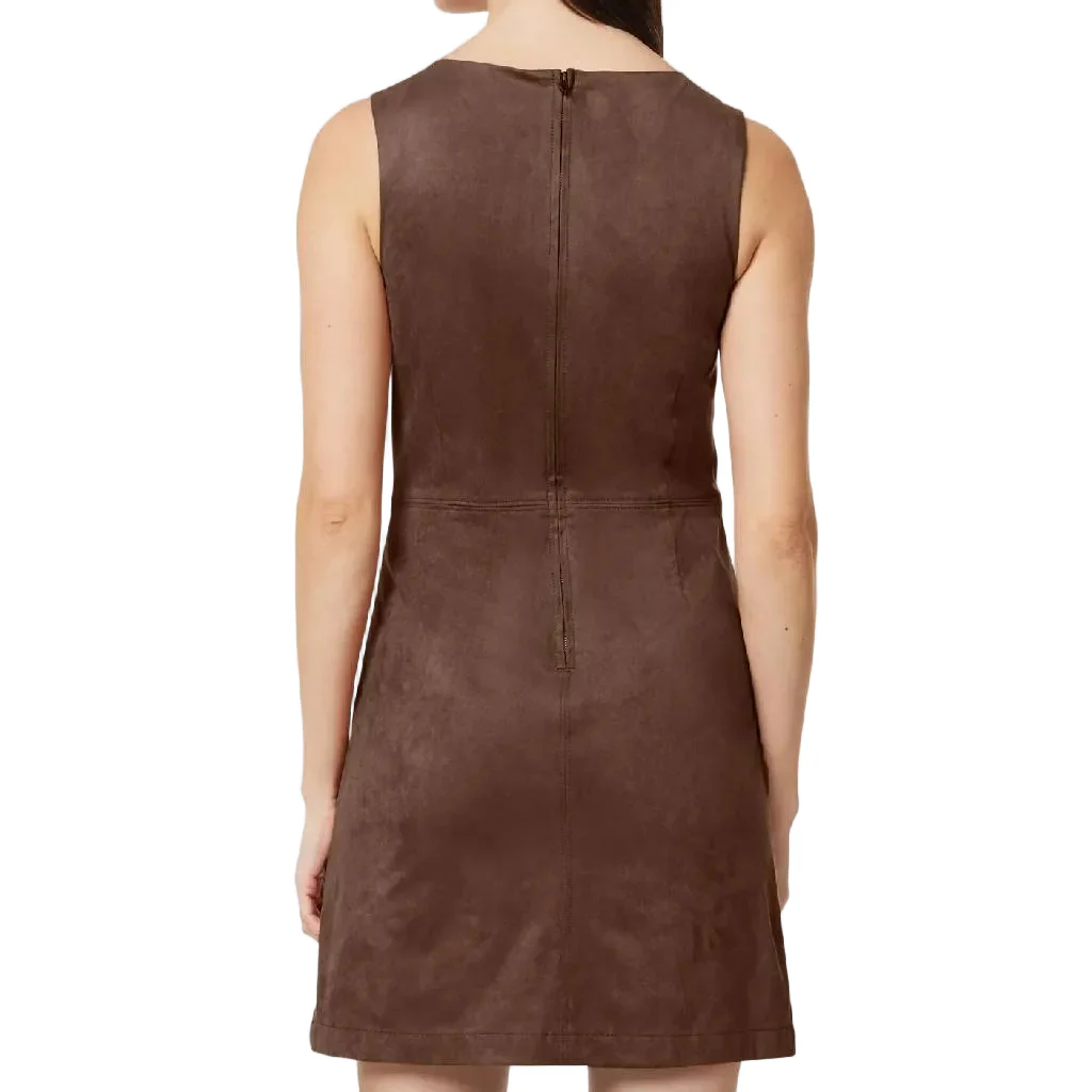Downtown Brown Suede Shift Dress - Image 2