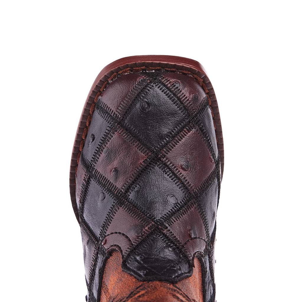 Roper Toddler Faux Leather Brown/Black Ostrich Boot - Image 2