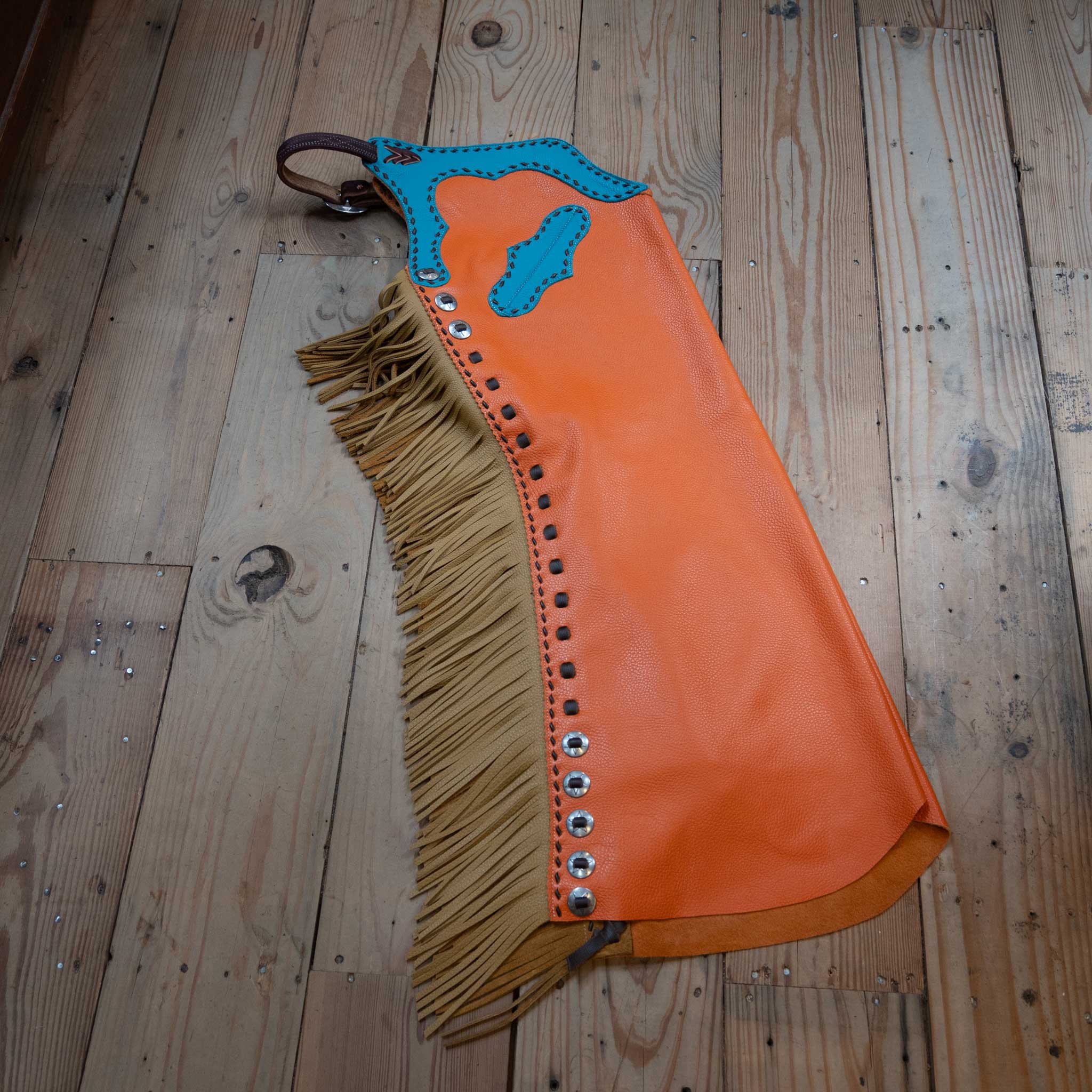 Teskey's "101" Small Orange Stepthrough Cowboy Chaps - Image 2