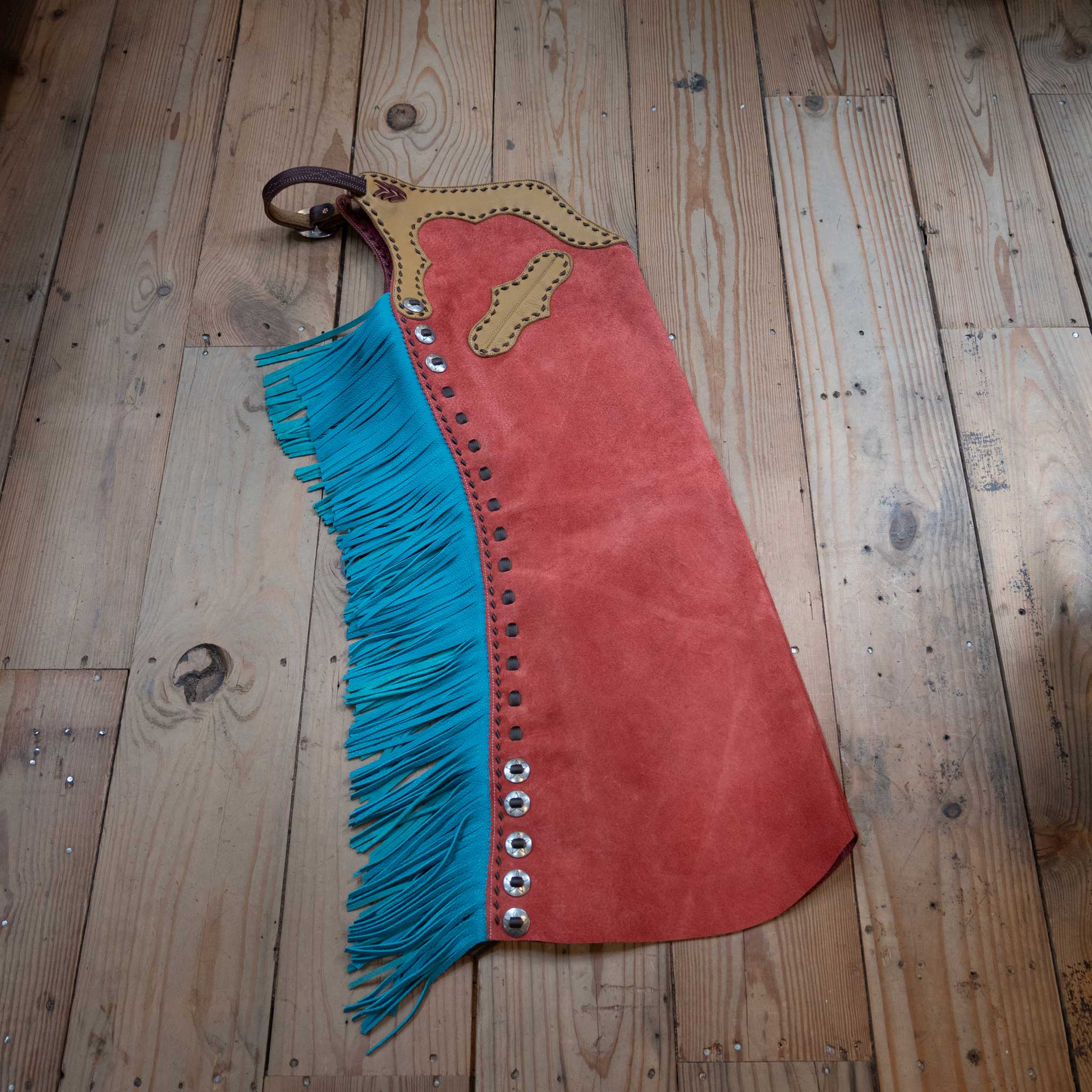Teskey's "101" Medium Red Stepthrough Cowboy Chaps - Image 2