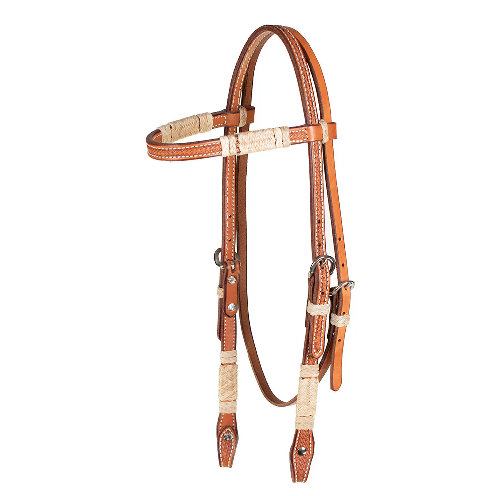 Teskey's Basket Stamped Browband Headstall w/Rawhide Accents - Image 2