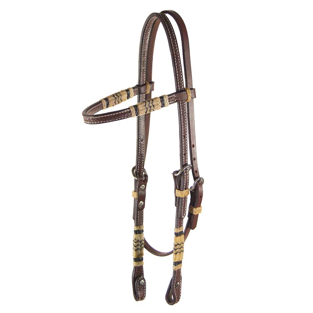 Teskey's Basket Stamped Browband Headstall w/Rawhide Accents - Image 2