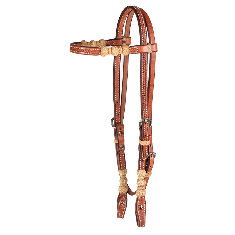 Teskey's Basket Stamped Browband Headstall w/Natural Rawhide - Image 2