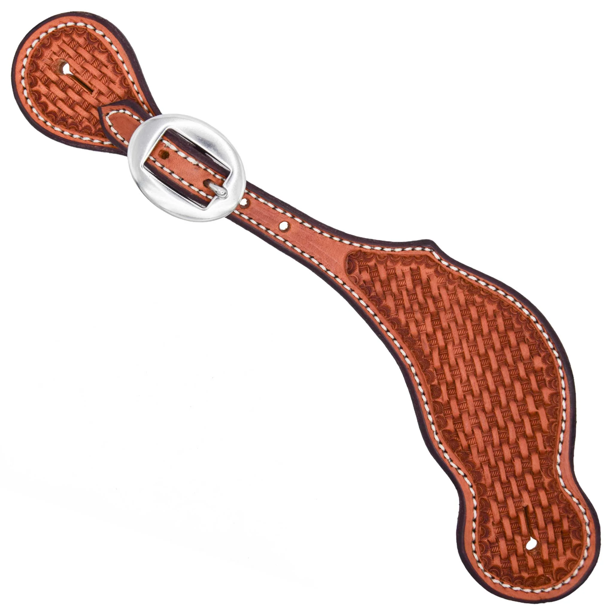 Teskey's Basketweave Spur Straps w/White Stitching - Image 2
