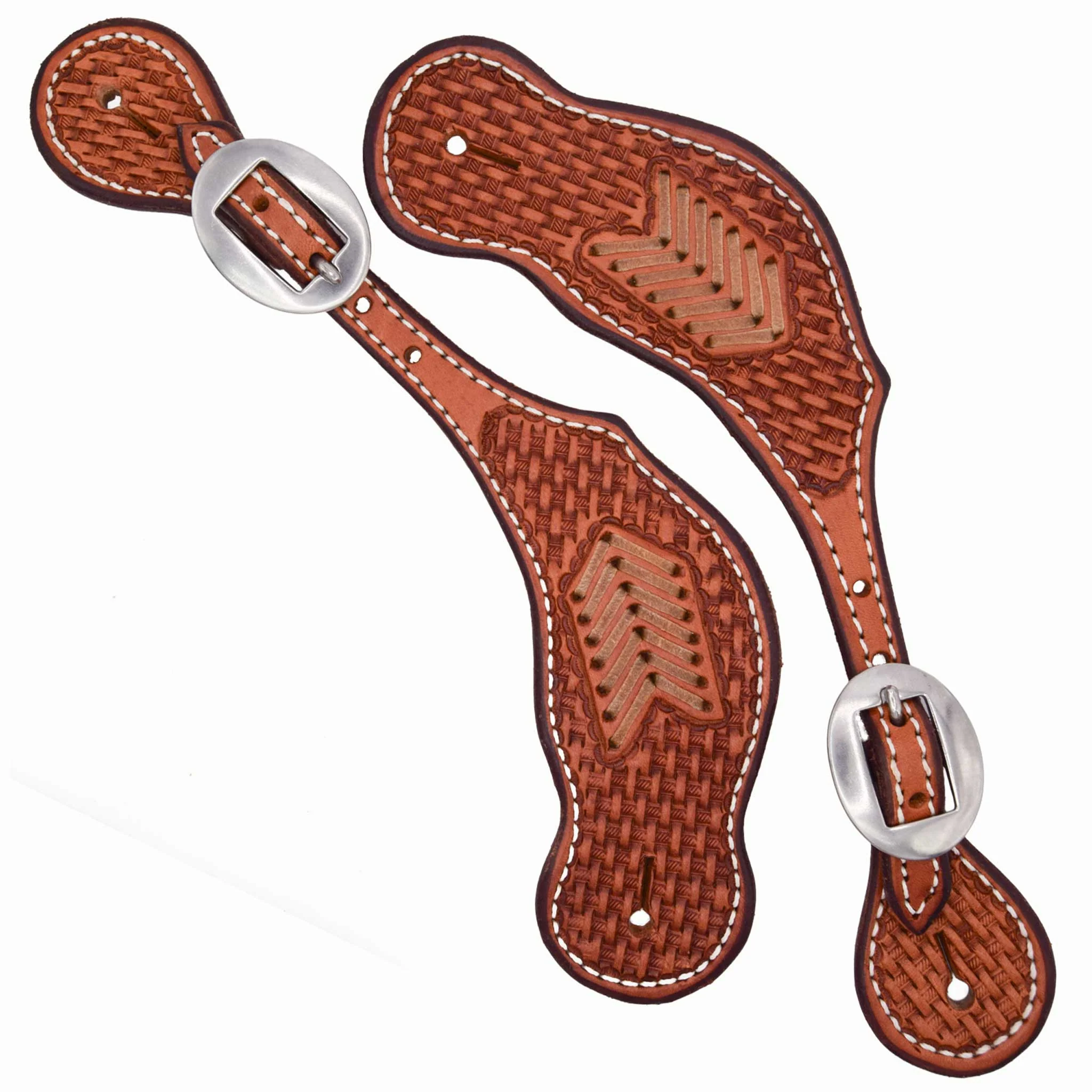 Teskey's Basketweave Spur Straps w/Rawhide Accents - Image 2
