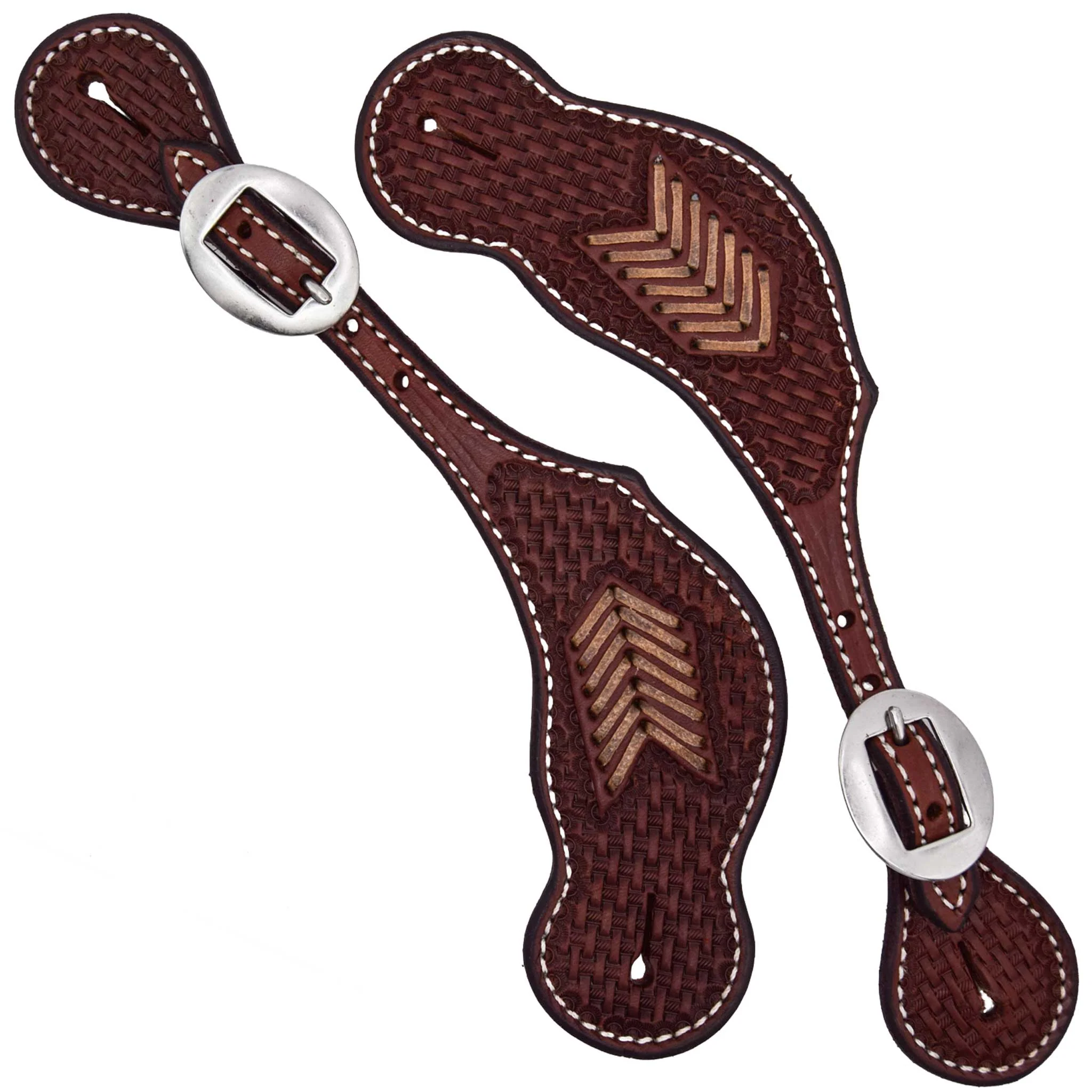 Teskey's Basketweave Spur Straps w/Rawhide Accents - Image 3