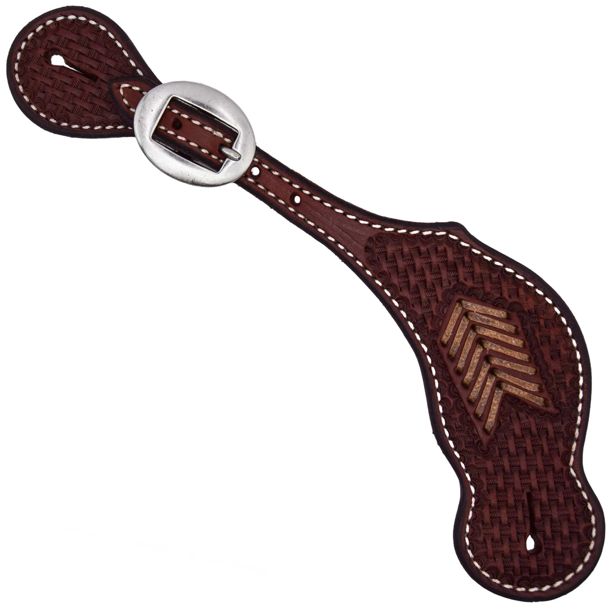 Teskey's Basketweave Spur Straps w/Rawhide Accents - Image 4