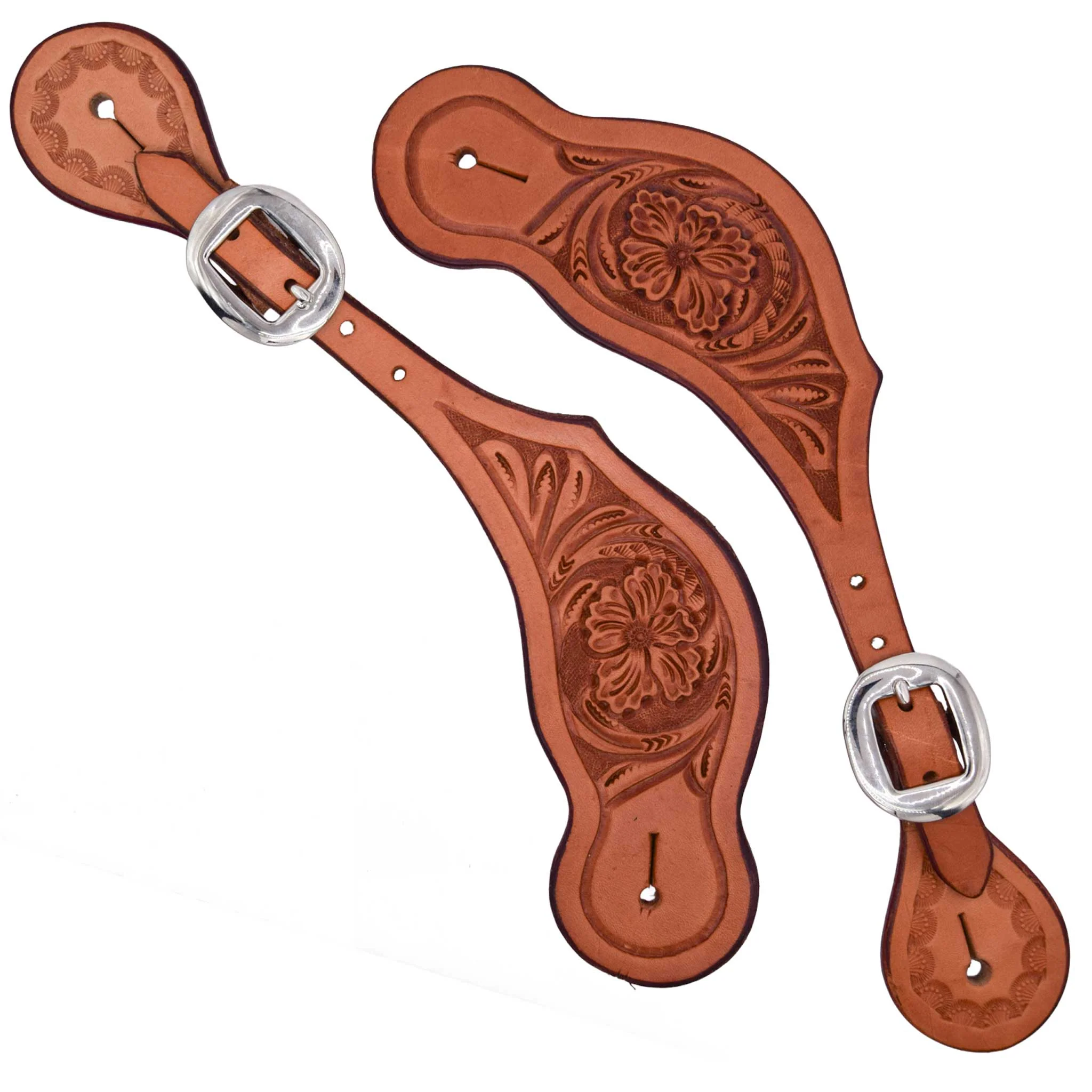Teskey's Floral Tooled Spur Straps - Image 4