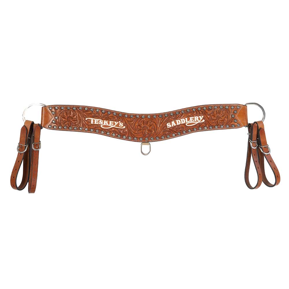 Teskey's 4" Chestnut Floral Tooled Tripping Collar - Image 2
