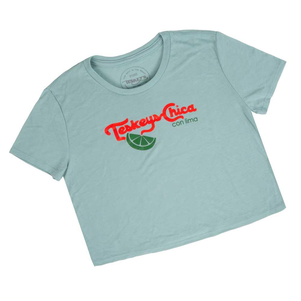 Teskey's Chica Flowy Crop Tee - Dusty Blue - Image 2