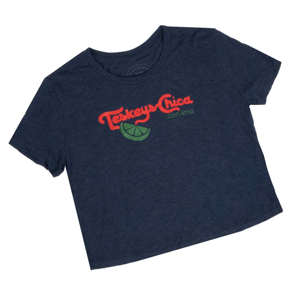 Teskey's Chica Flowy Crop Tee - Heather Navy - Image 2