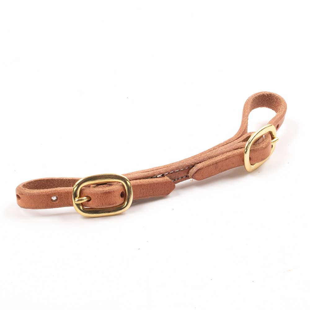 Teskey's Flat Leather Curb Strap Brass Buckle - Image 2