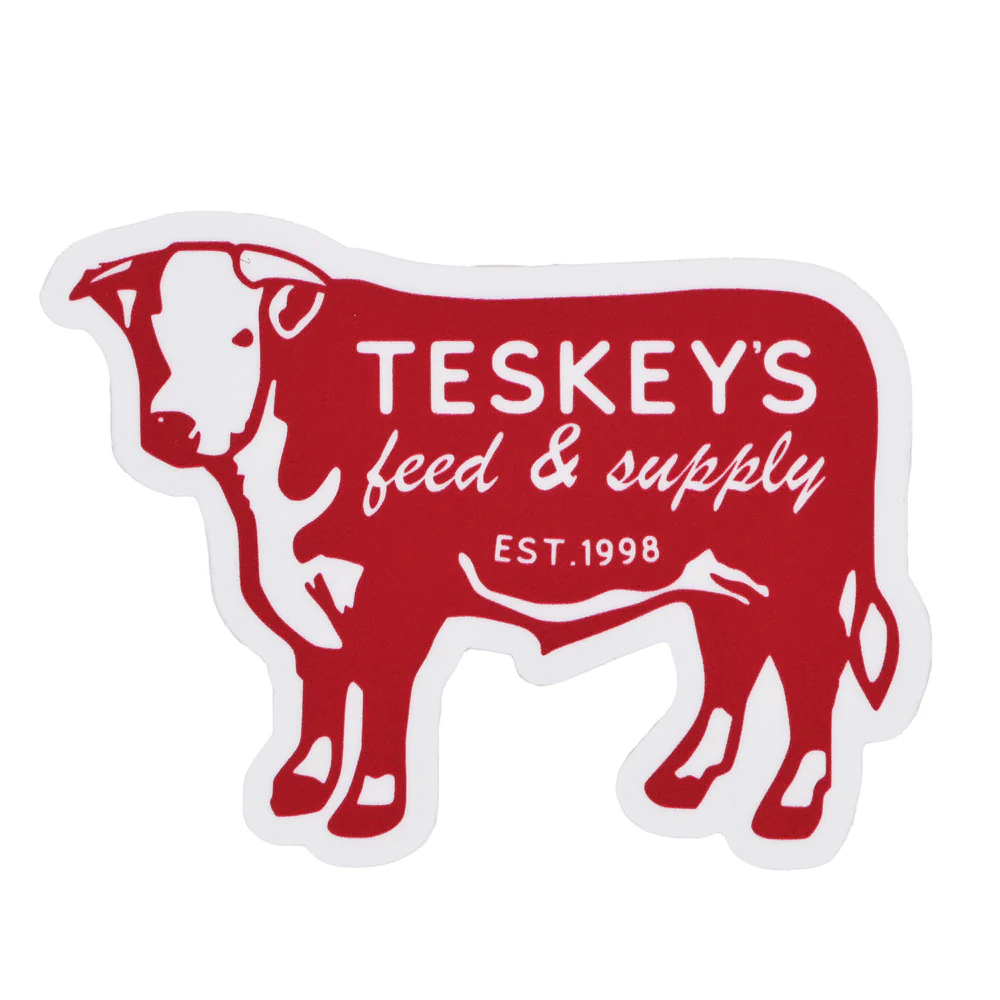 Teskey's Feed & Supply Hereford Bull Sticker - Red/White