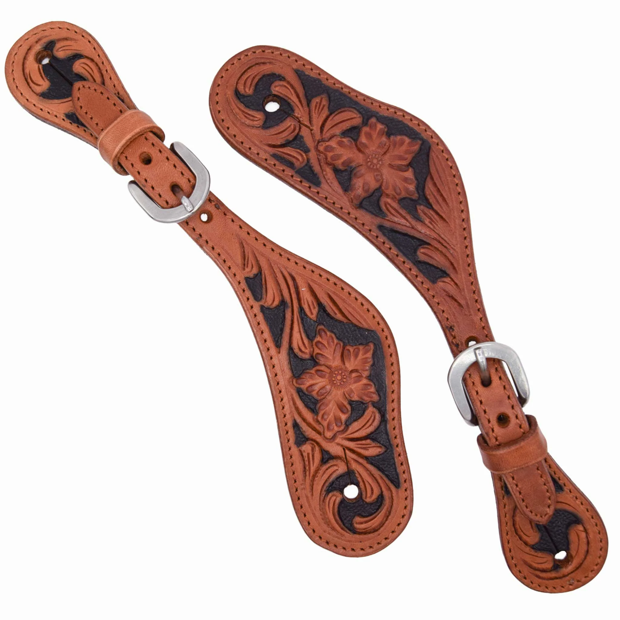 Teskey's Floral Inlay Spur Strap - Image 2